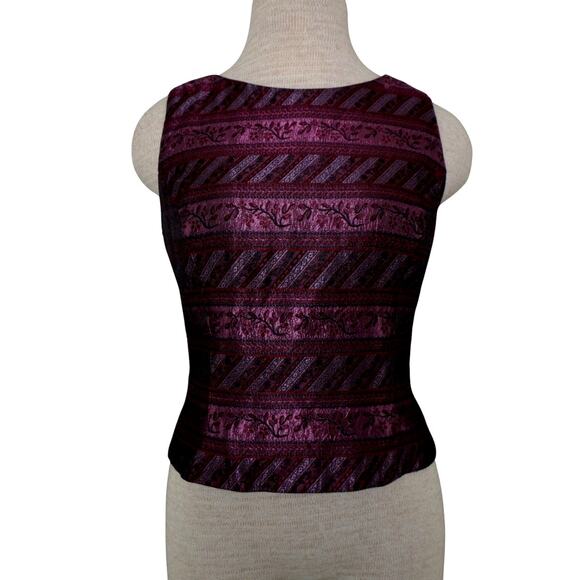 Scott McClintock Petite Millennium 2000 Purple Brocade Tank Top Sz 6 Y2K USA - Picture 2 of 7